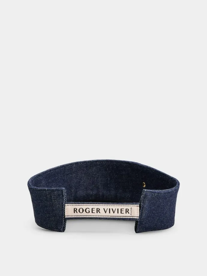 Roger Vivier Viv' Skate Visor in denim Discount