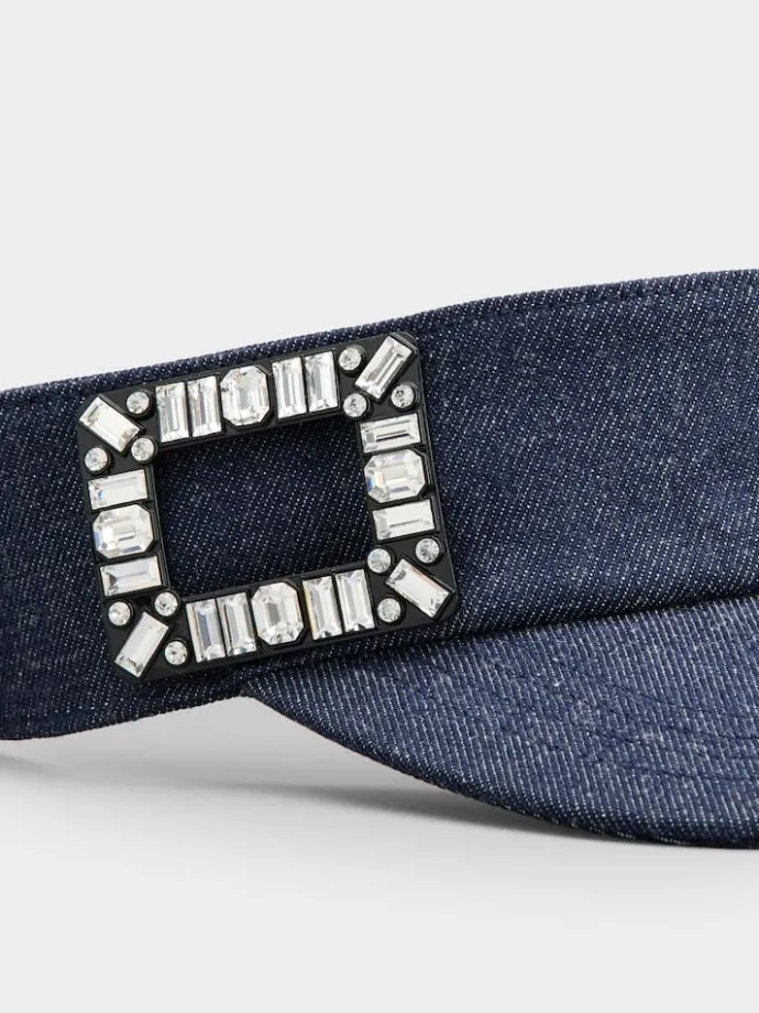 Roger Vivier Viv' Skate Visor in denim Discount