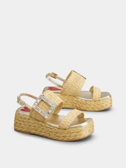 Roger Vivier Wedge Sandals in raffia Clearance