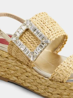 Roger Vivier Wedge Sandals in raffia Clearance