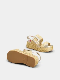 Roger Vivier Wedge Sandals in raffia Clearance