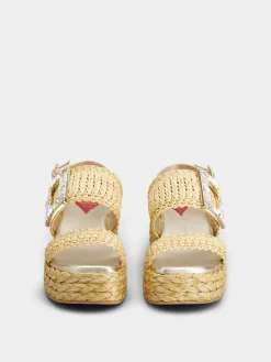 Roger Vivier Wedge Sandals in raffia Clearance